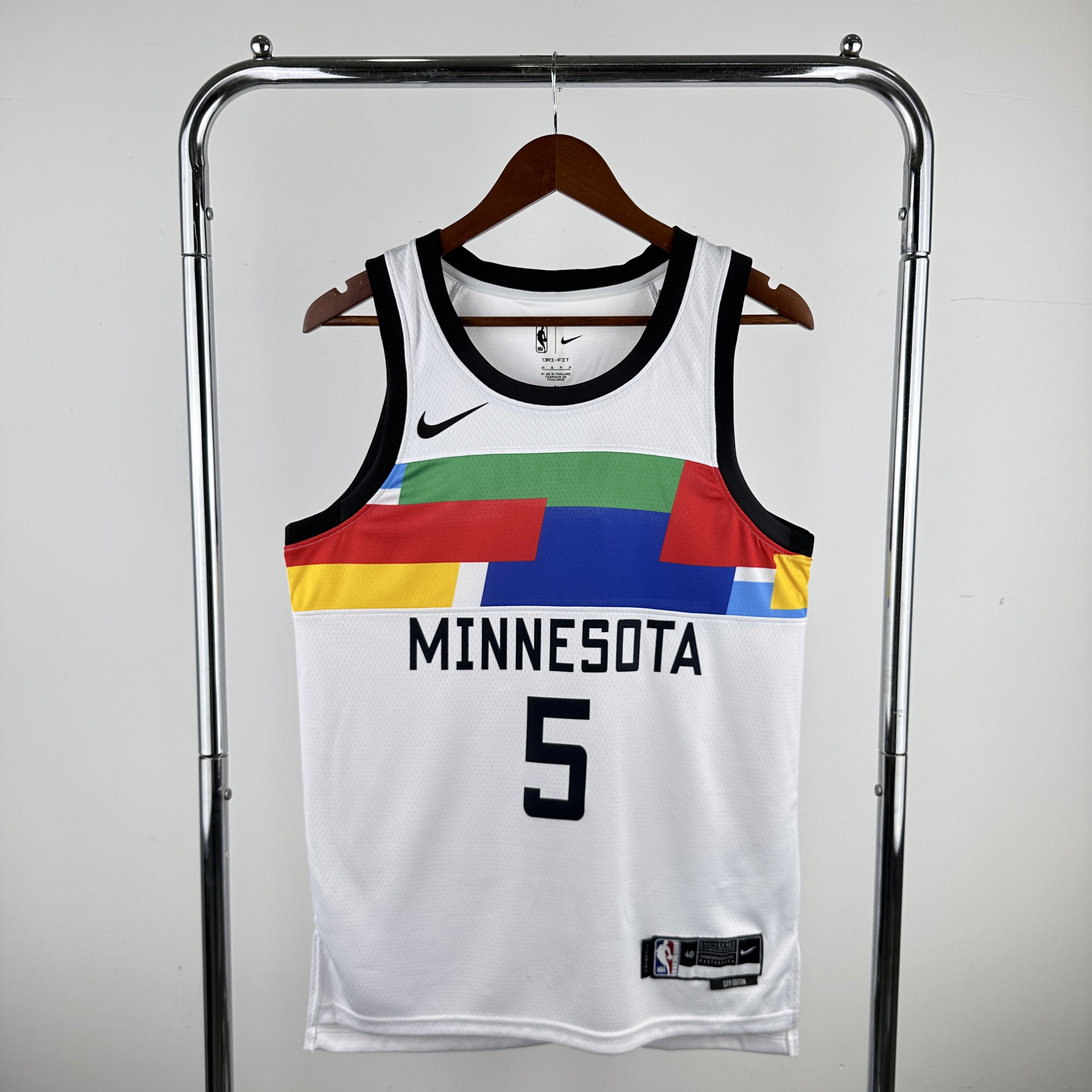 Men Minnesota Timberwolves 5 Edwards White City Edition Nike 2024 NBA Jersey
